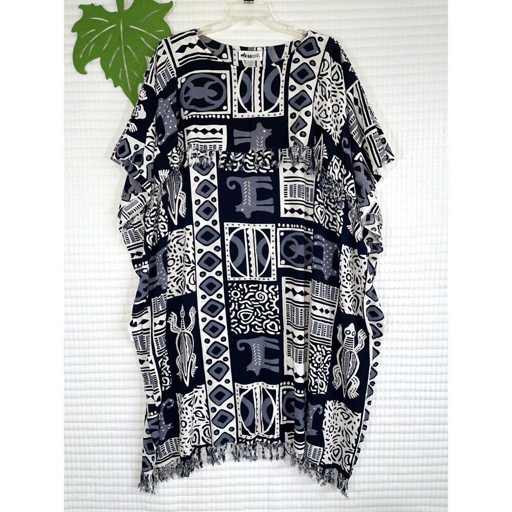 We Be Bop Lounging Maxi Dress Beachy Vacation Aztec Tribal One Size Black White